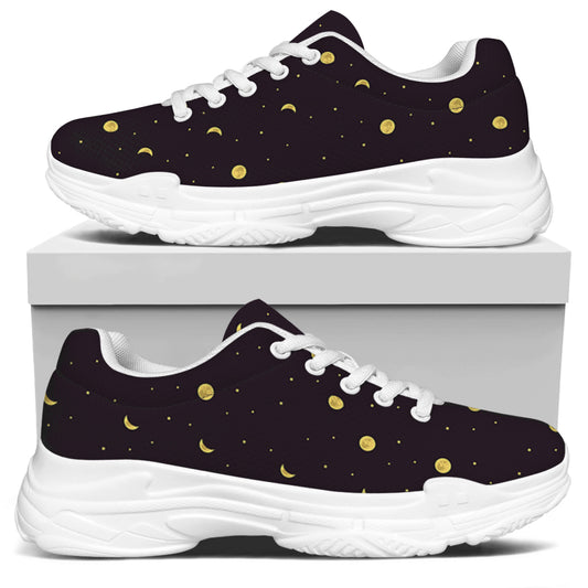 Moon Phase And Stars Pattern Print White Chunky Shoes