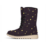 Moon Phase And Stars Pattern Print Winter Boots