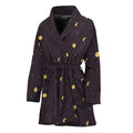 Moon Phase And Stars Pattern Print Women's Bathrobe