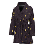 Moon Phase And Stars Pattern Print Women's Bathrobe