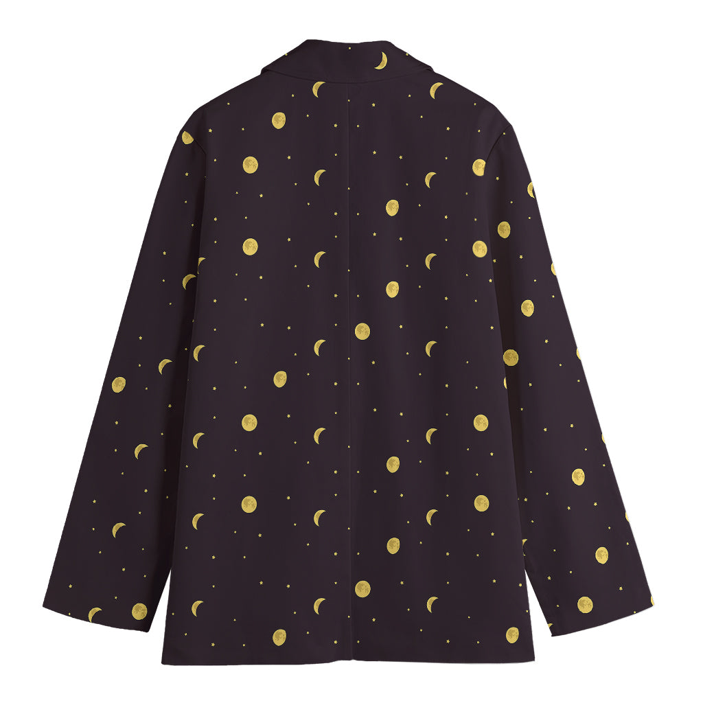 Moon Phase And Stars Pattern Print Women's Blazer