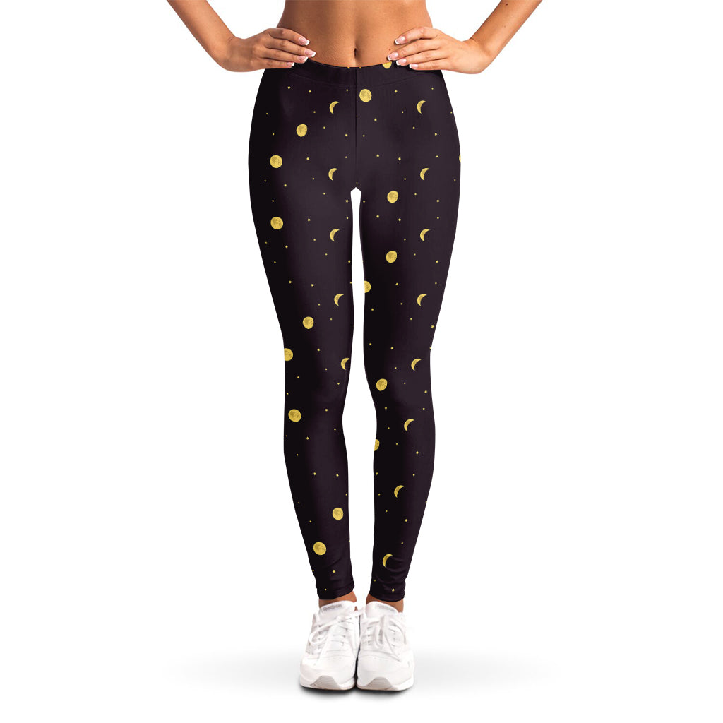 Moon Phase And Stars Pattern Print Women's Leggings