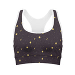 Moon Phase And Stars Pattern Print Women's Sports Bra