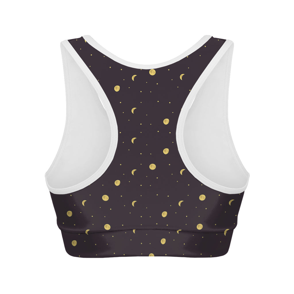 Moon Phase And Stars Pattern Print Women's Sports Bra