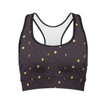 Moon Phase And Stars Pattern Print Women's Sports Bra