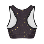 Moon Phase And Stars Pattern Print Women's Sports Bra