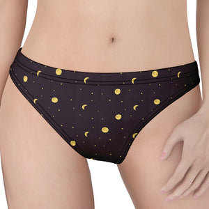 Moon Phase And Stars Pattern Print Women's Thong