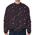 Moon Phase And Stars Pattern Print Zip Sleeve Bomber Jacket