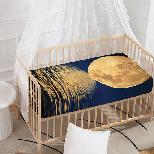 Moonlight On The Sea Print Baby Crib Sheet