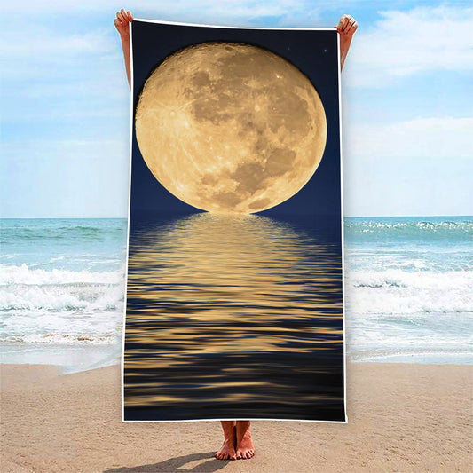 Moonlight On The Sea Print Beach Towel