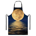Moonlight On The Sea Print Bib Apron With Pocket