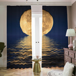 Moonlight On The Sea Print Blackout Pencil Pleat Curtains