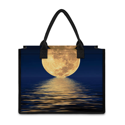 Moonlight On The Sea Print Canvas Tote Bag