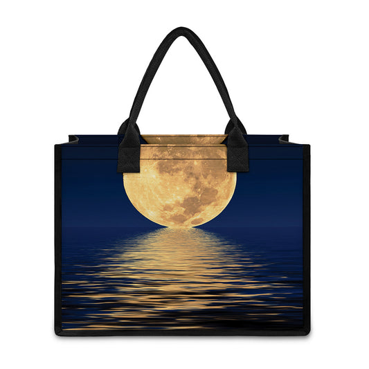 Moonlight On The Sea Print Canvas Tote Bag