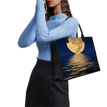 Moonlight On The Sea Print Canvas Tote Bag