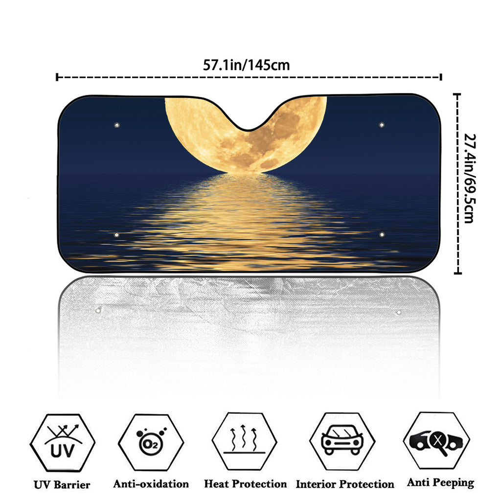 Moonlight On The Sea Print Car Windshield Sun Shade