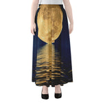 Moonlight On The Sea Print Chiffon Maxi Skirt