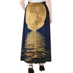Moonlight On The Sea Print Chiffon Maxi Skirt