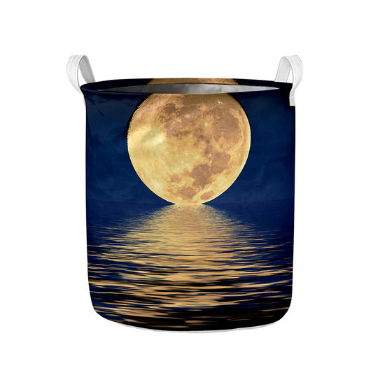 Moonlight On The Sea Print Collapsible Laundry Basket