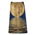 Moonlight On The Sea Print Cotton Front Slit Maxi Skirt