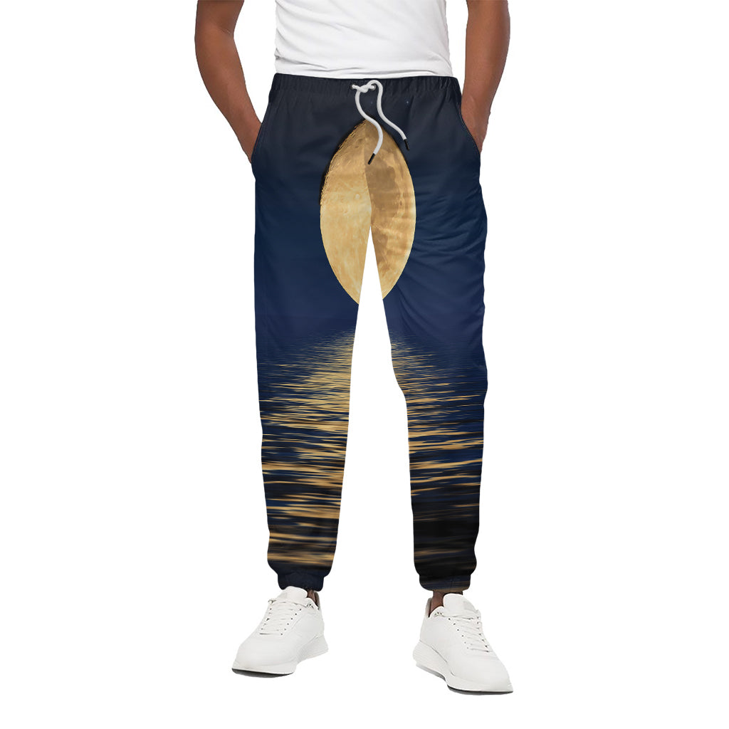 Moonlight On The Sea Print Cotton Pants