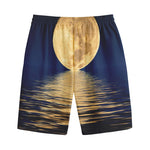 Moonlight On The Sea Print Cotton Shorts