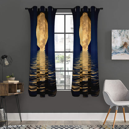 Moonlight On The Sea Print Curtain