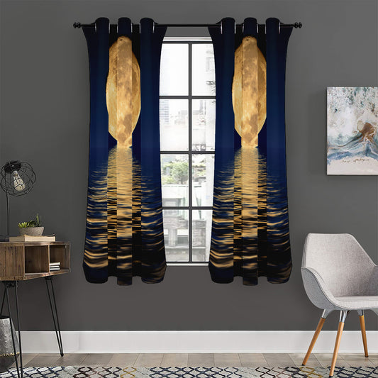 Moonlight On The Sea Print Curtain