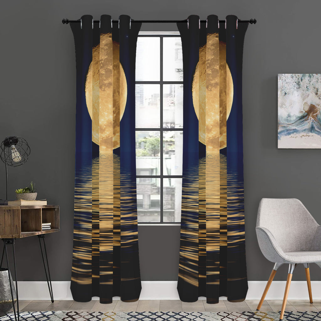 Moonlight On The Sea Print Curtain