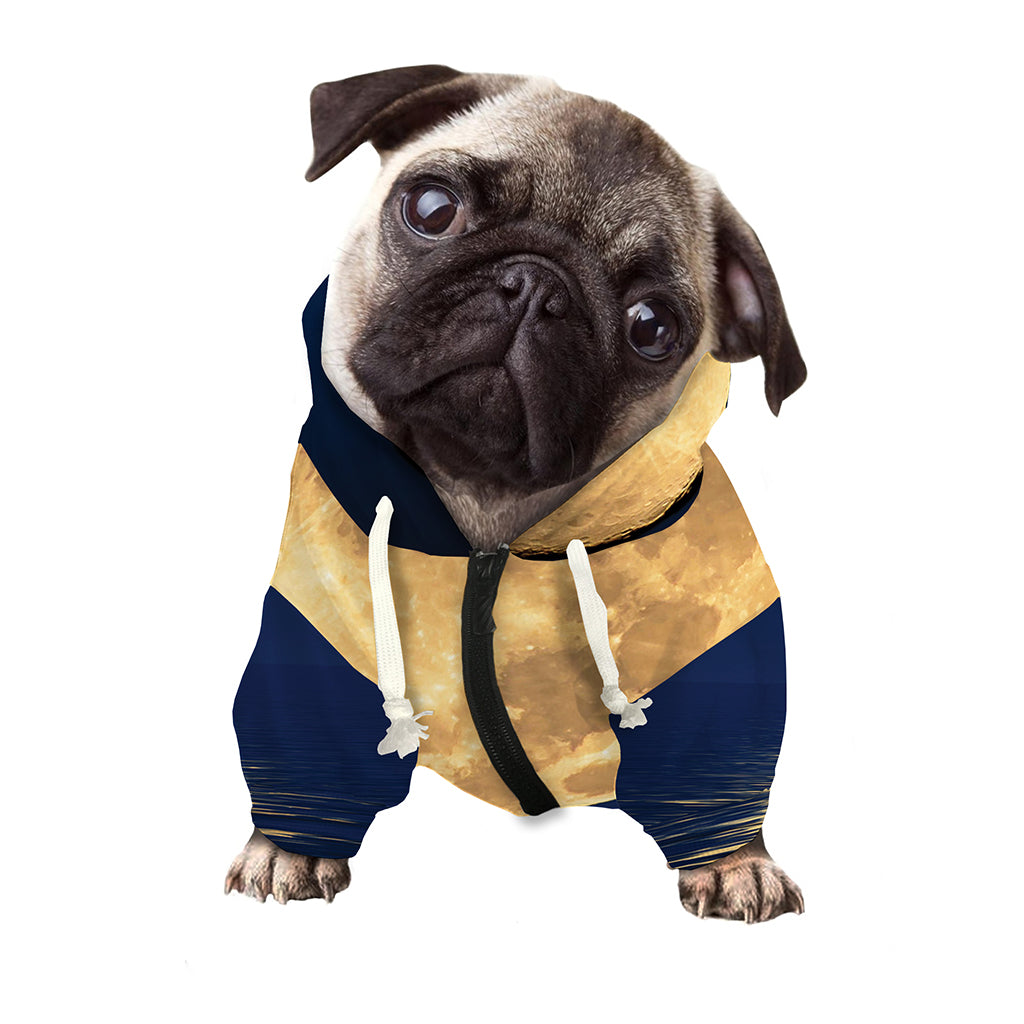 Moonlight On The Sea Print Dog Zip Up Hoodie