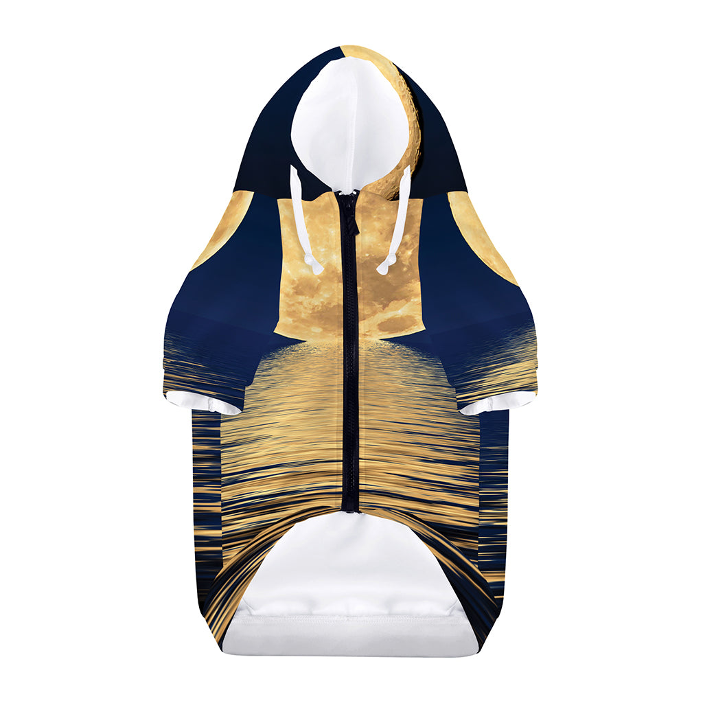 Moonlight On The Sea Print Dog Zip Up Hoodie