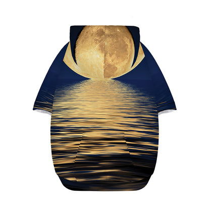 Moonlight On The Sea Print Dog Zip Up Hoodie