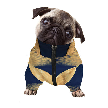 Moonlight On The Sea Print Dog Zip Up Jacket