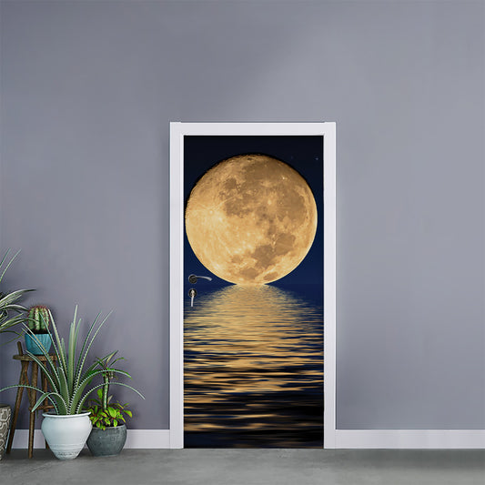 Moonlight On The Sea Print Door Sticker