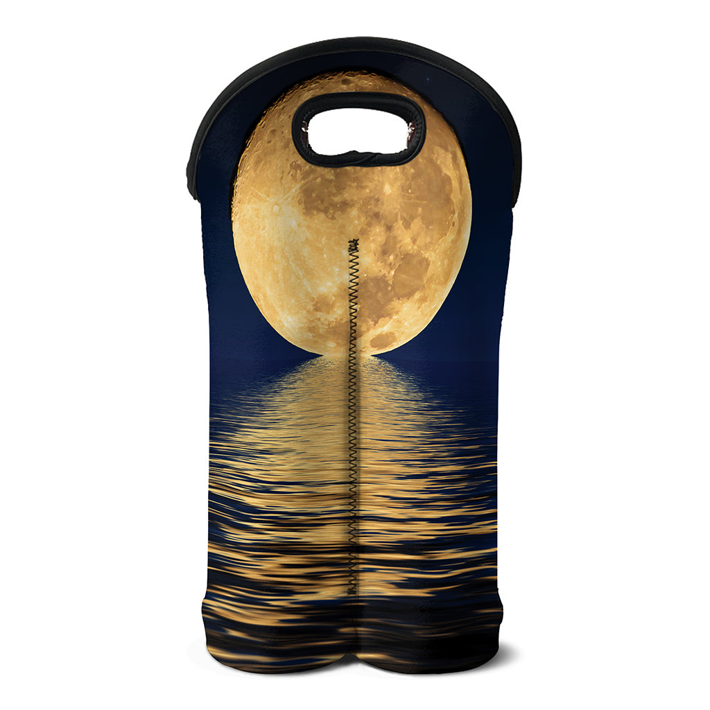 Moonlight On The Sea Print Double Neoprene Wine Tote