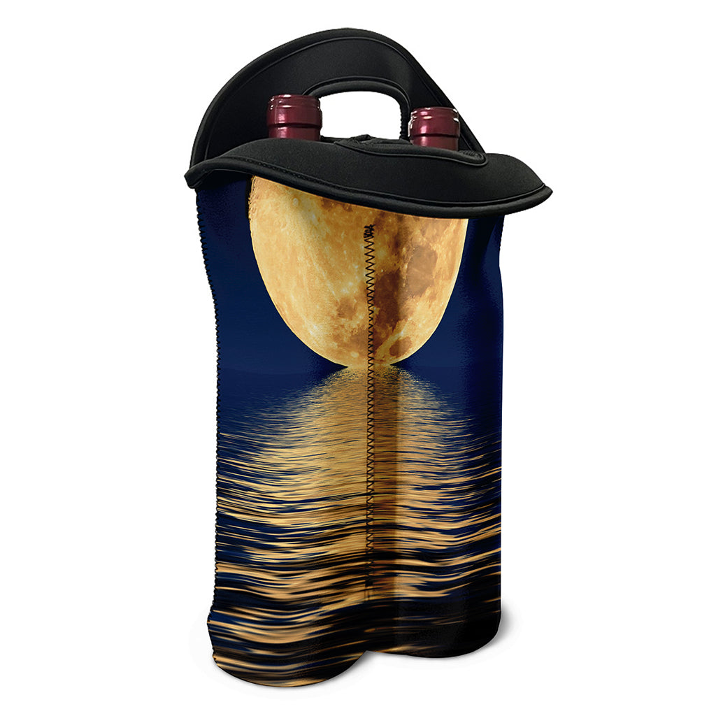 Moonlight On The Sea Print Double Neoprene Wine Tote