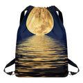 Moonlight On The Sea Print Drawstring Backpack