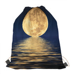 Moonlight On The Sea Print Drawstring Bag