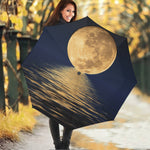 Moonlight On The Sea Print Foldable Umbrella
