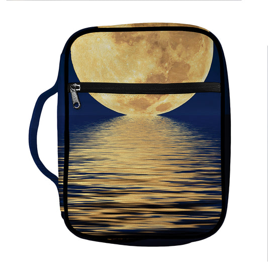 Moonlight On The Sea Print Front Pocket Bible Bag