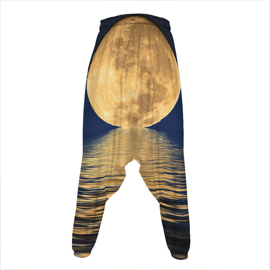 Moonlight On The Sea Print Hammer Pants