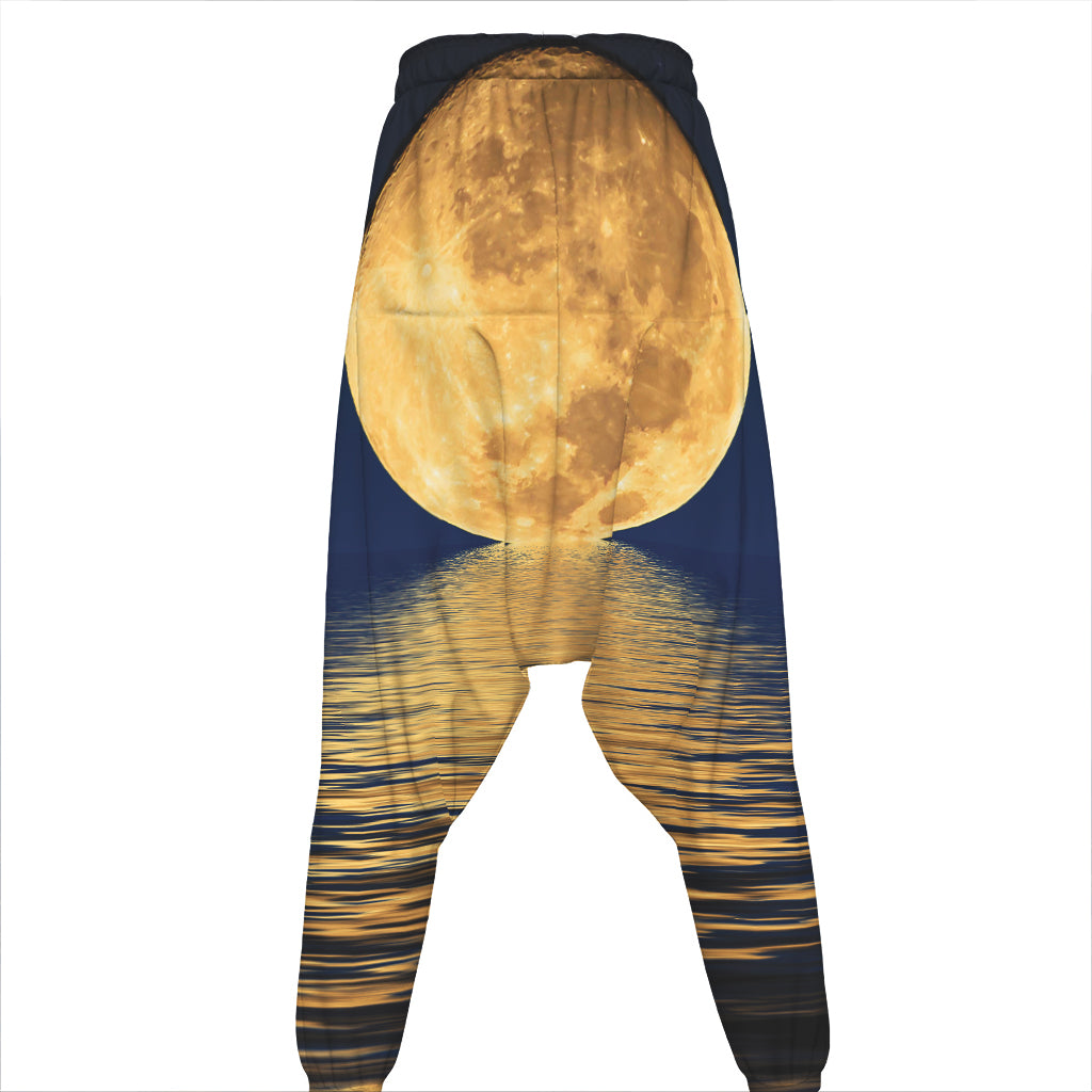 Moonlight On The Sea Print Hammer Pants