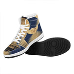 Moonlight On The Sea Print High Top Leather Sneakers