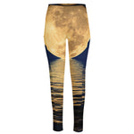 Moonlight On The Sea Print High-Waisted Pocket Leggings