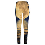 Moonlight On The Sea Print High-Waisted Pocket Leggings