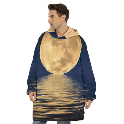 Moonlight On The Sea Print Hoodie Blanket