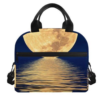 Moonlight On The Sea Print Insulated Lunch Bag