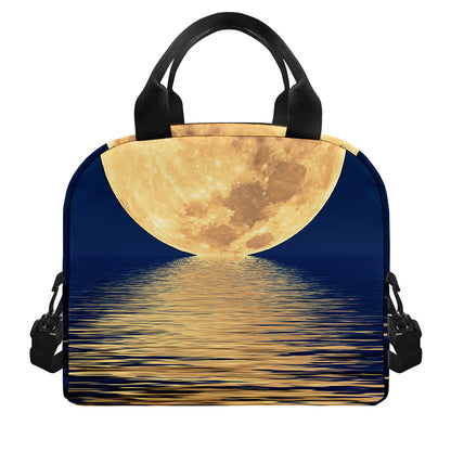 Moonlight On The Sea Print Insulated Lunch Bag