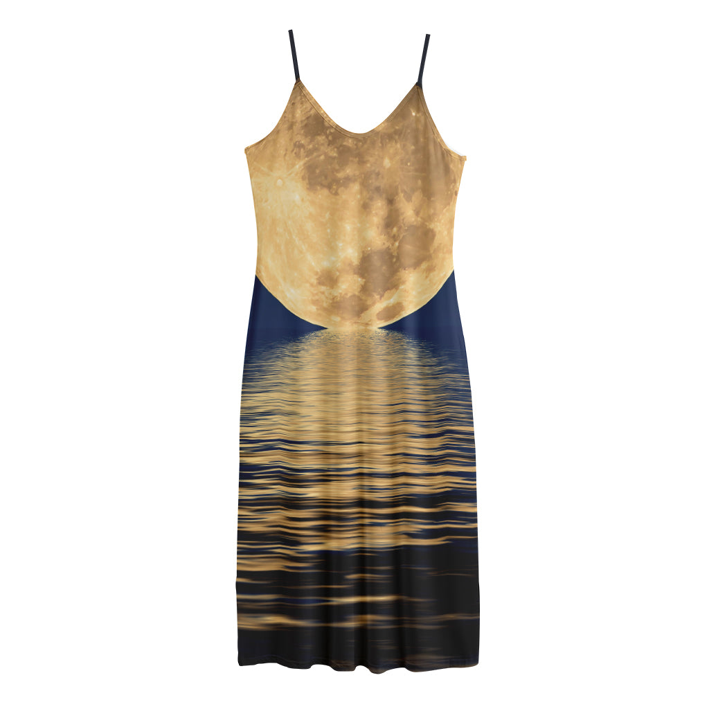 Moonlight On The Sea Print Jersey Midi Cami Dress