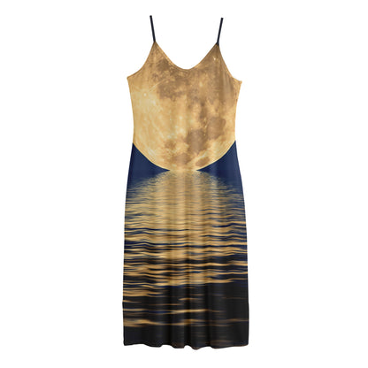 Moonlight On The Sea Print Jersey Midi Cami Dress